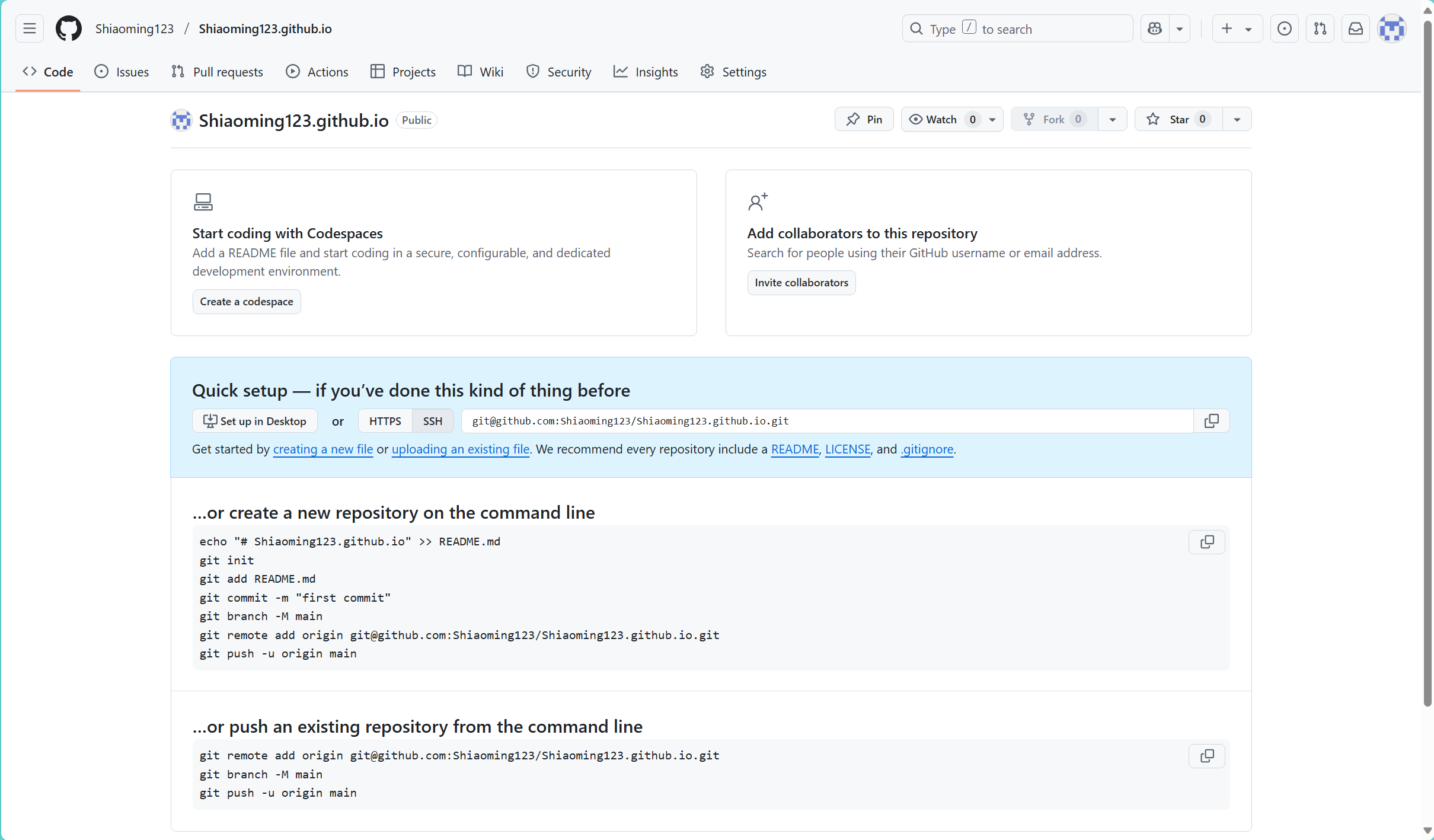 GitHub Pages 仓库创建完成