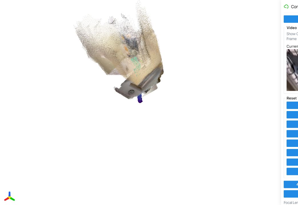 原始 LingBot-Map Viser Viewer 复跑截图，显示未融合的真实空间点云